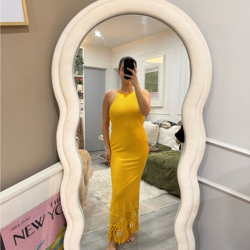 Cupshe Yellow Halter Sheath Maxi Dress